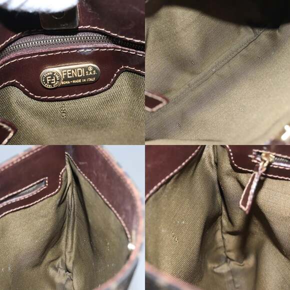 FENDI Zucca Canvas Shoulder Bag Brown Black Gold - Picture 11 of 12